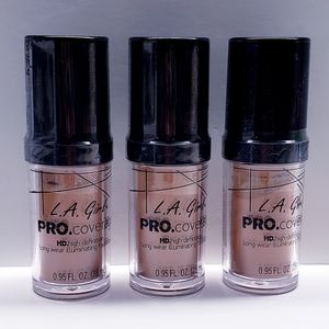 L.A. Girl Pro Coverage Longwear Illuminating Foundation, GLM644- NATURAL (3pack)
